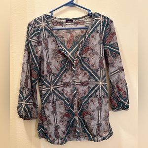 (S) Vintage MGXX Blue/Turquoise Patterned Sheer Top/Cover Up